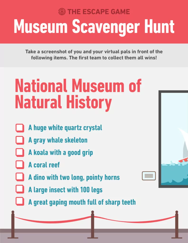 National Museum of Natural History museum virtual scavenger hunt checklist