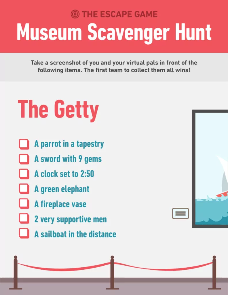 The Getty museum virtual scavenger hunt checklist