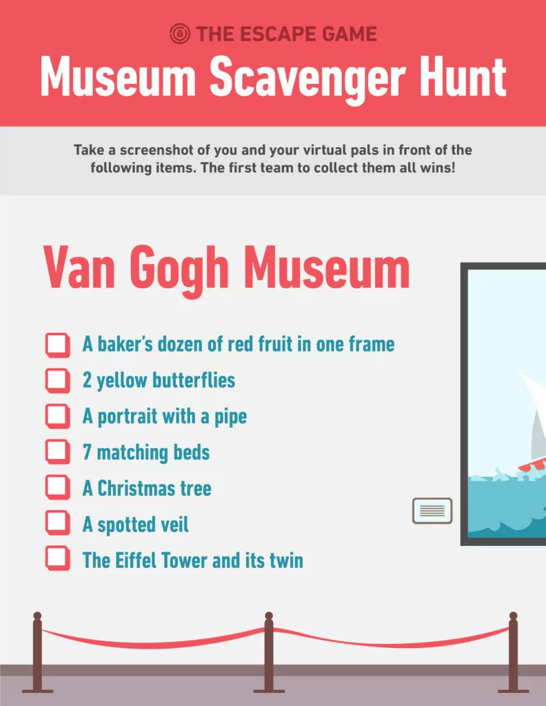 Van Gogh museum virtual scavenger hunt checklist