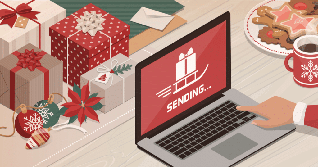 graphic of sending Christmas present