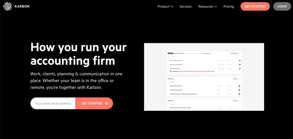 Karbon team collaboration tool homepage