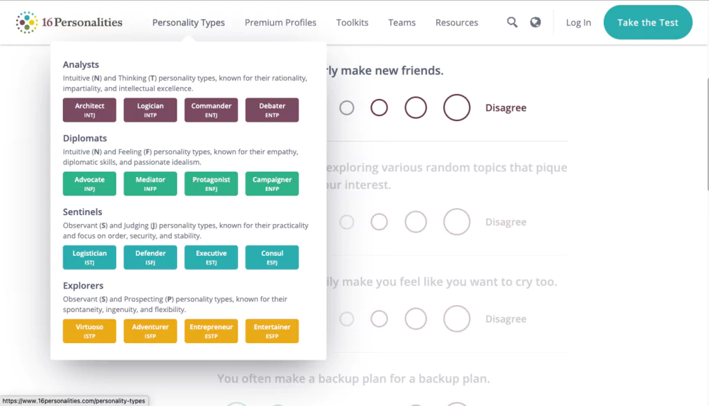 myers-briggs team building personality test