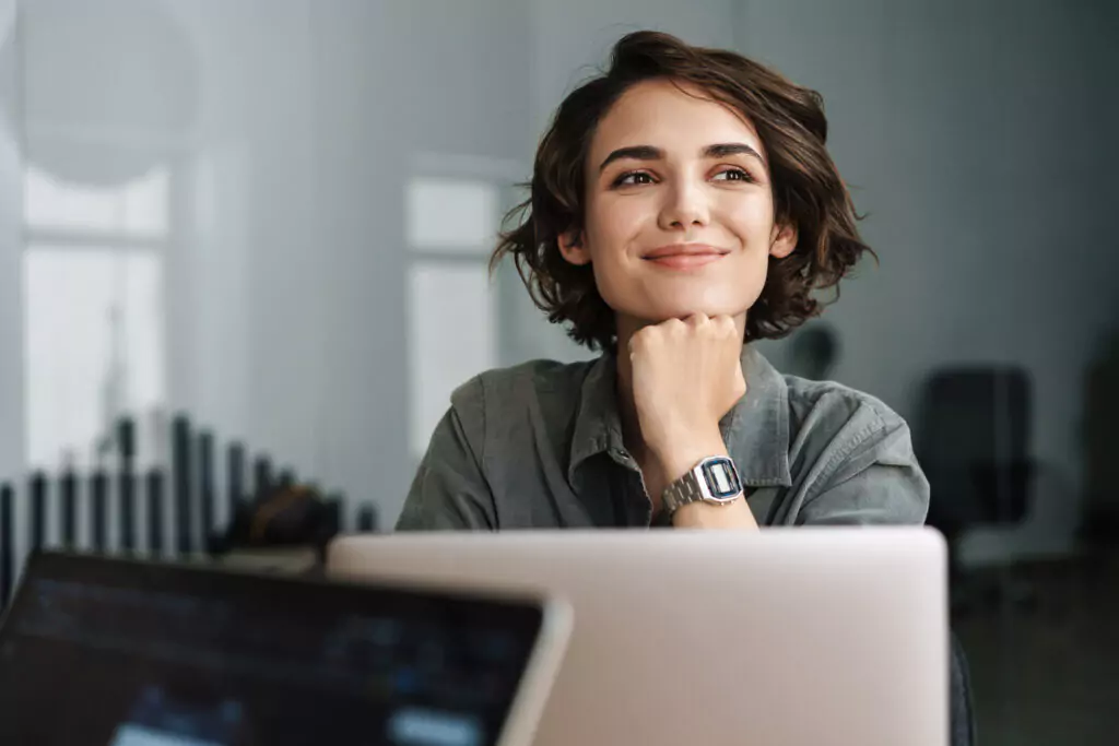 woman smiling with watch