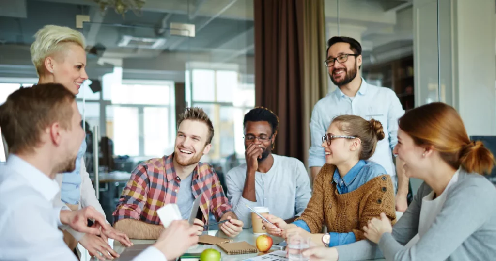 happy employees in office