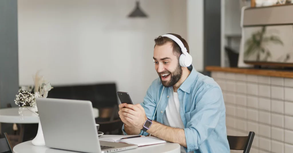 man on a virtual call