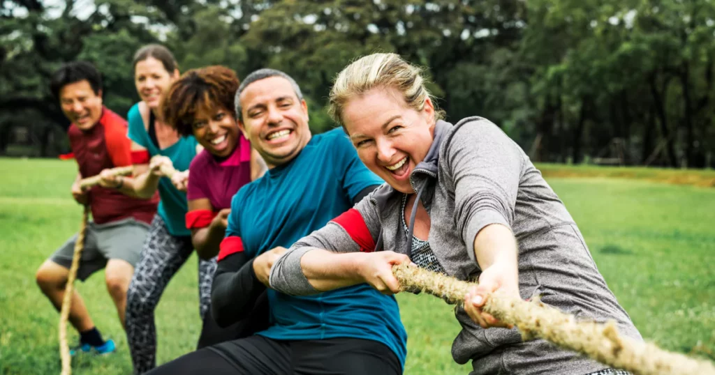 team building tug of war activity