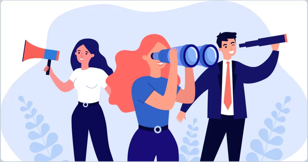 vector of three people with binoculars