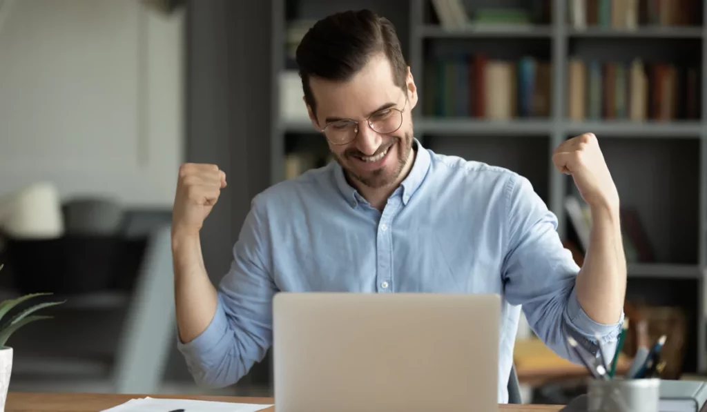 happy man worker cheerful