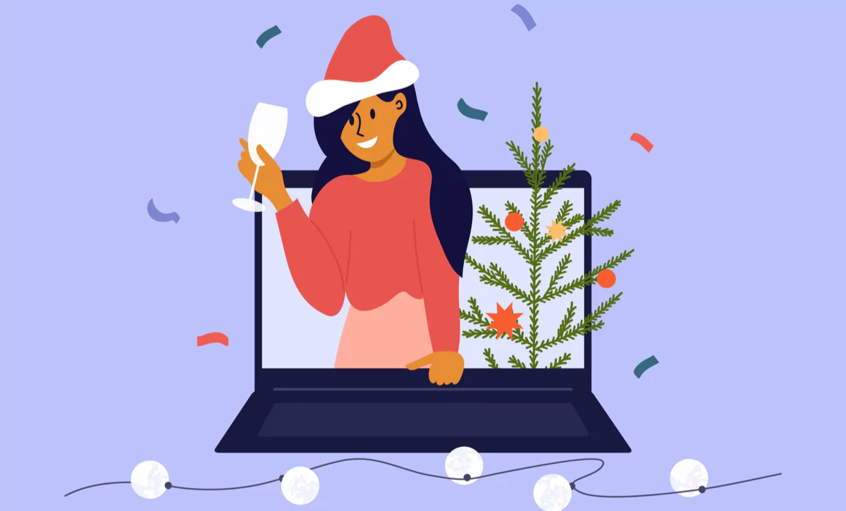 virtual holiday party vector