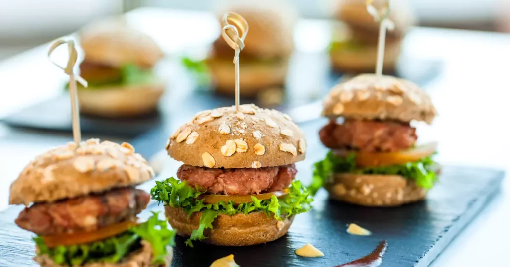 mini hamburgers as part of a food tour for a team building activity