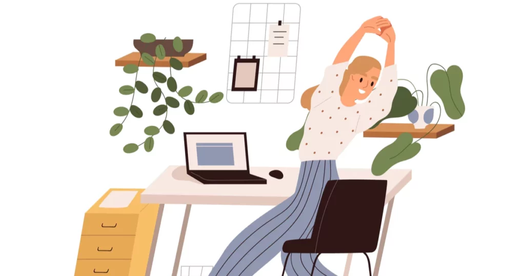 vector-woman-stretching-desk