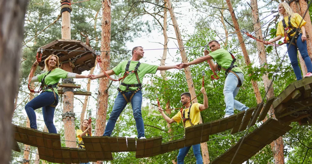 employee tree house obstacle course