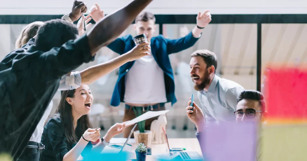 employees having fun in office