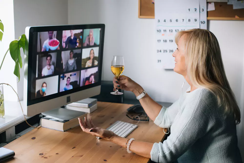 employee at virtual happy hour