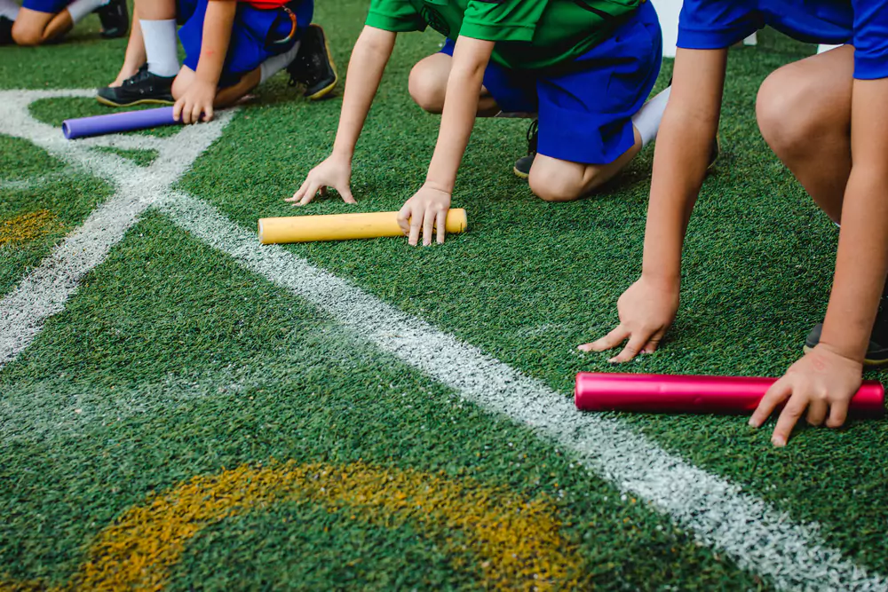 kids preparing for relay race