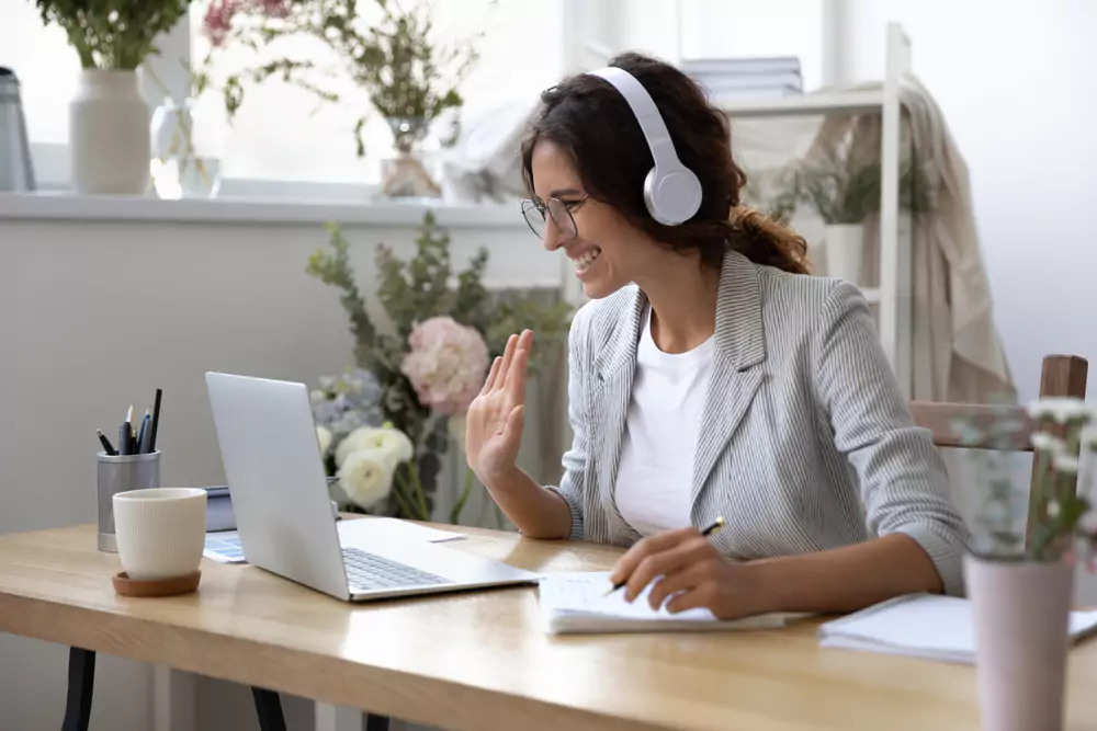 team member logging on to virtual event platform