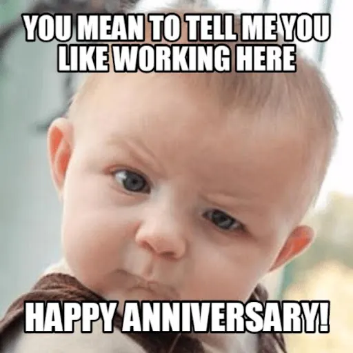 baby work anniversary meme