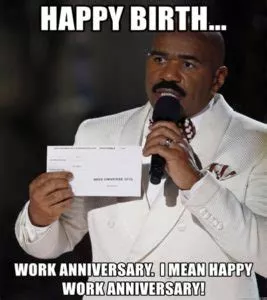 steve harvey work anniversary meme