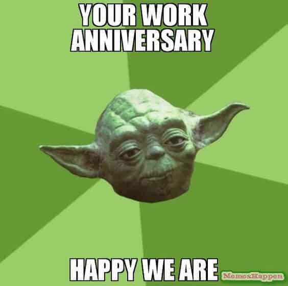 yoda work anniversary meme