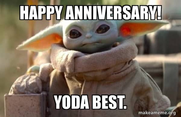 baby yoda work anniversary meme