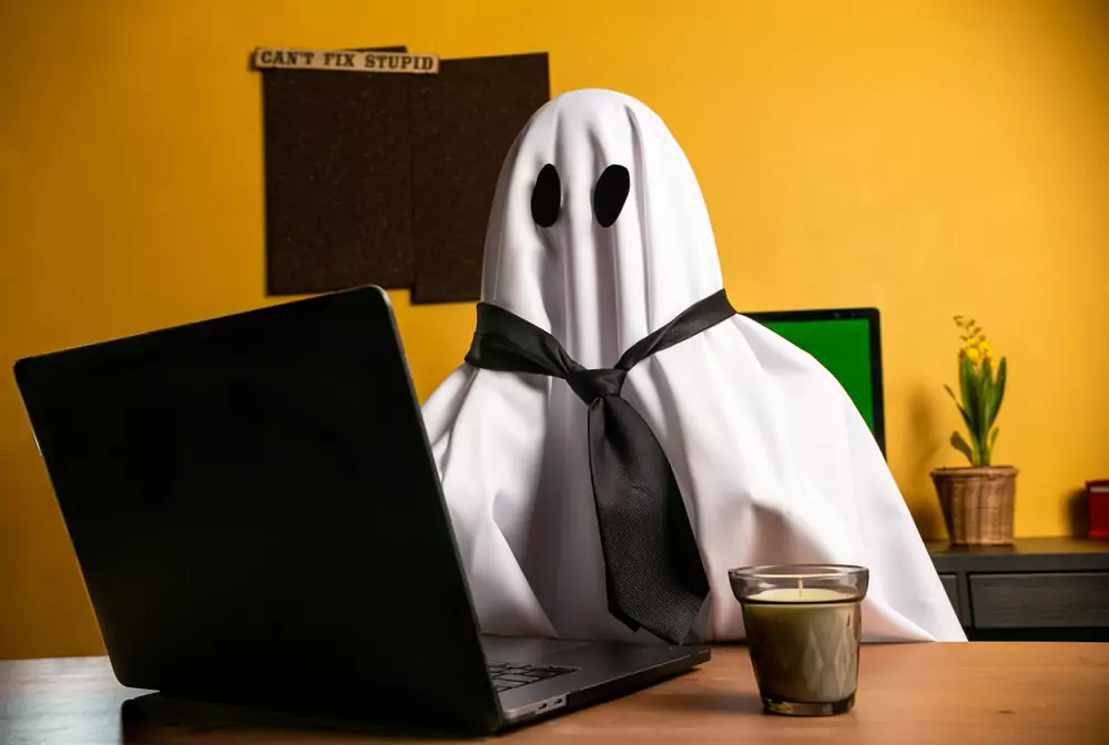 ghost working in office