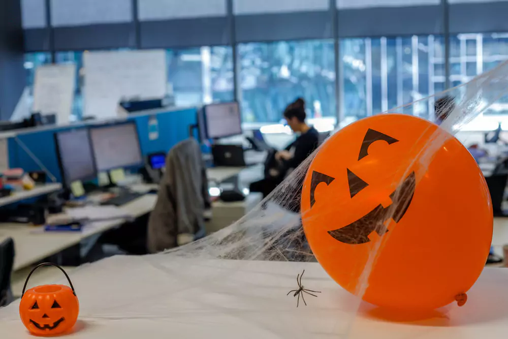 halloween decorations in office