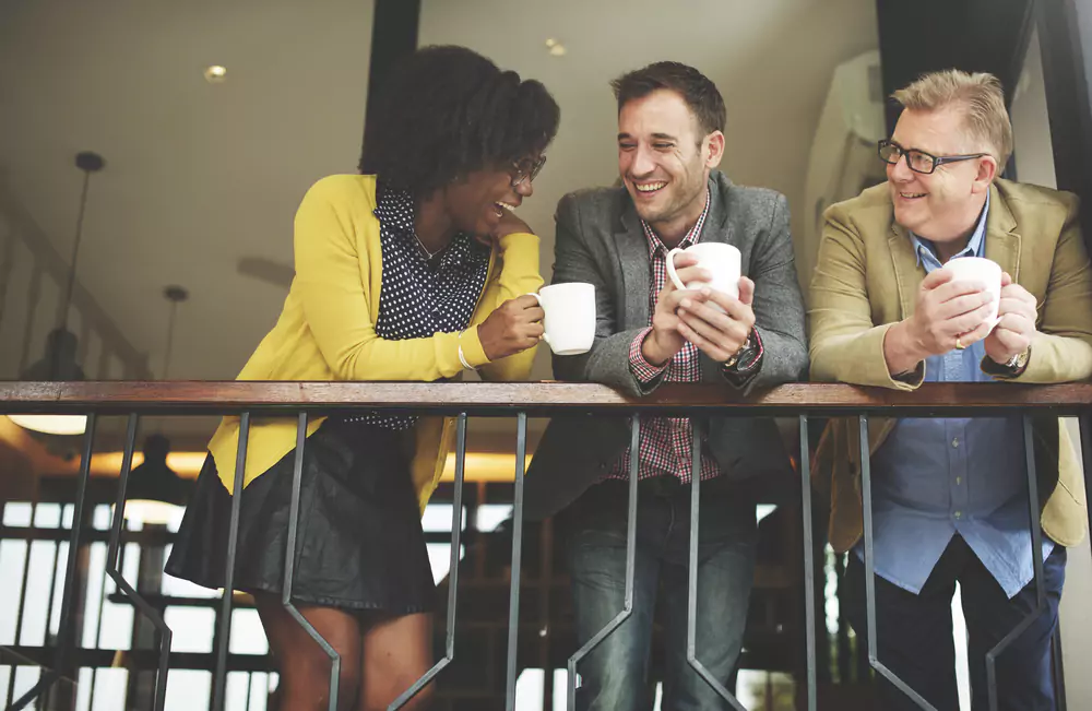 team members having coffee